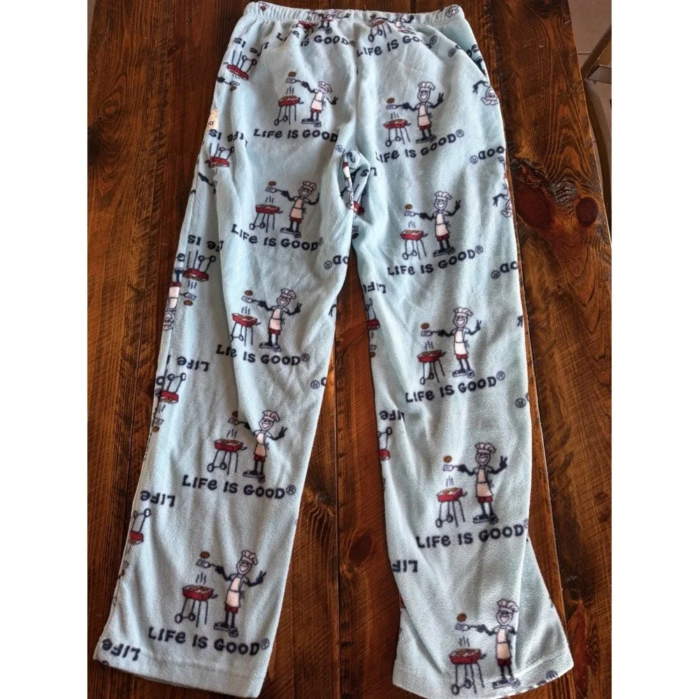 Life is Good men's fleece lounge pants BBQ Jake graphic print loungewear Sz M